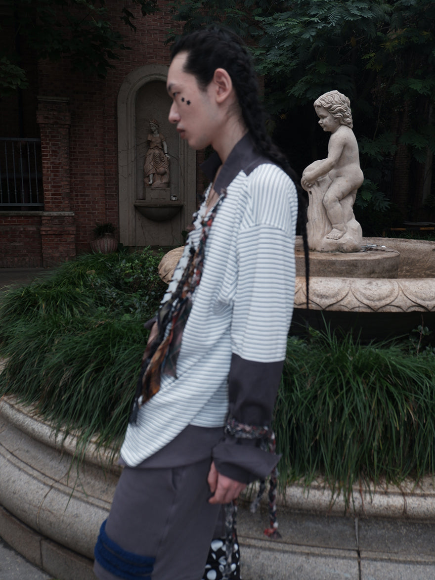 "Strange office worker"fake tie long-sleeved shirt