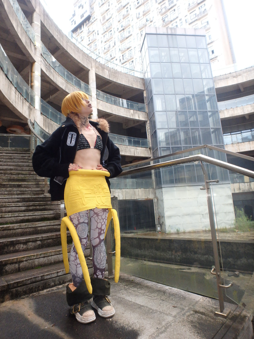 "No threshold" speed Multi-threading cotton shaped leather skirt