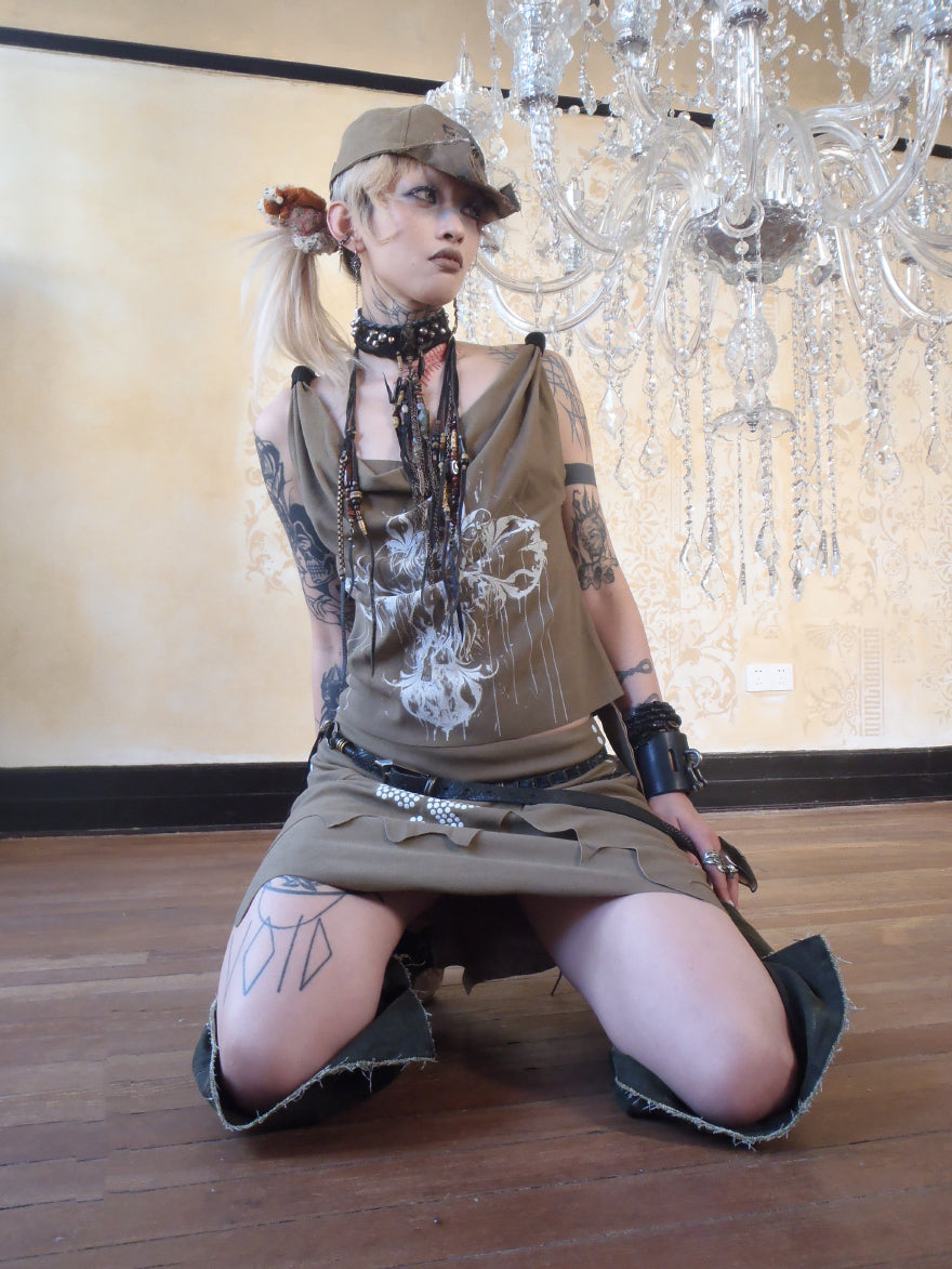 "Self Cross" original printed suede Stack irregular patchwork set