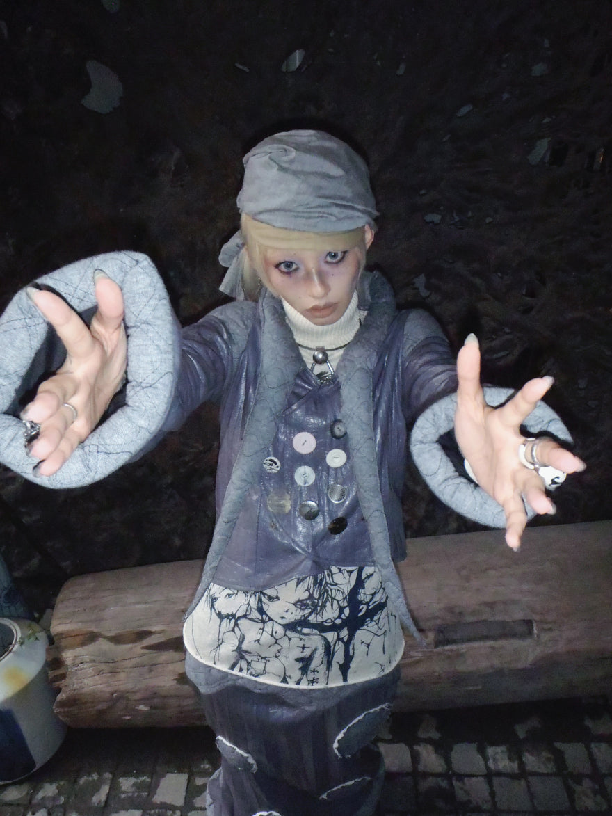 "Hecate's Whiskers" irregular slub leather suit