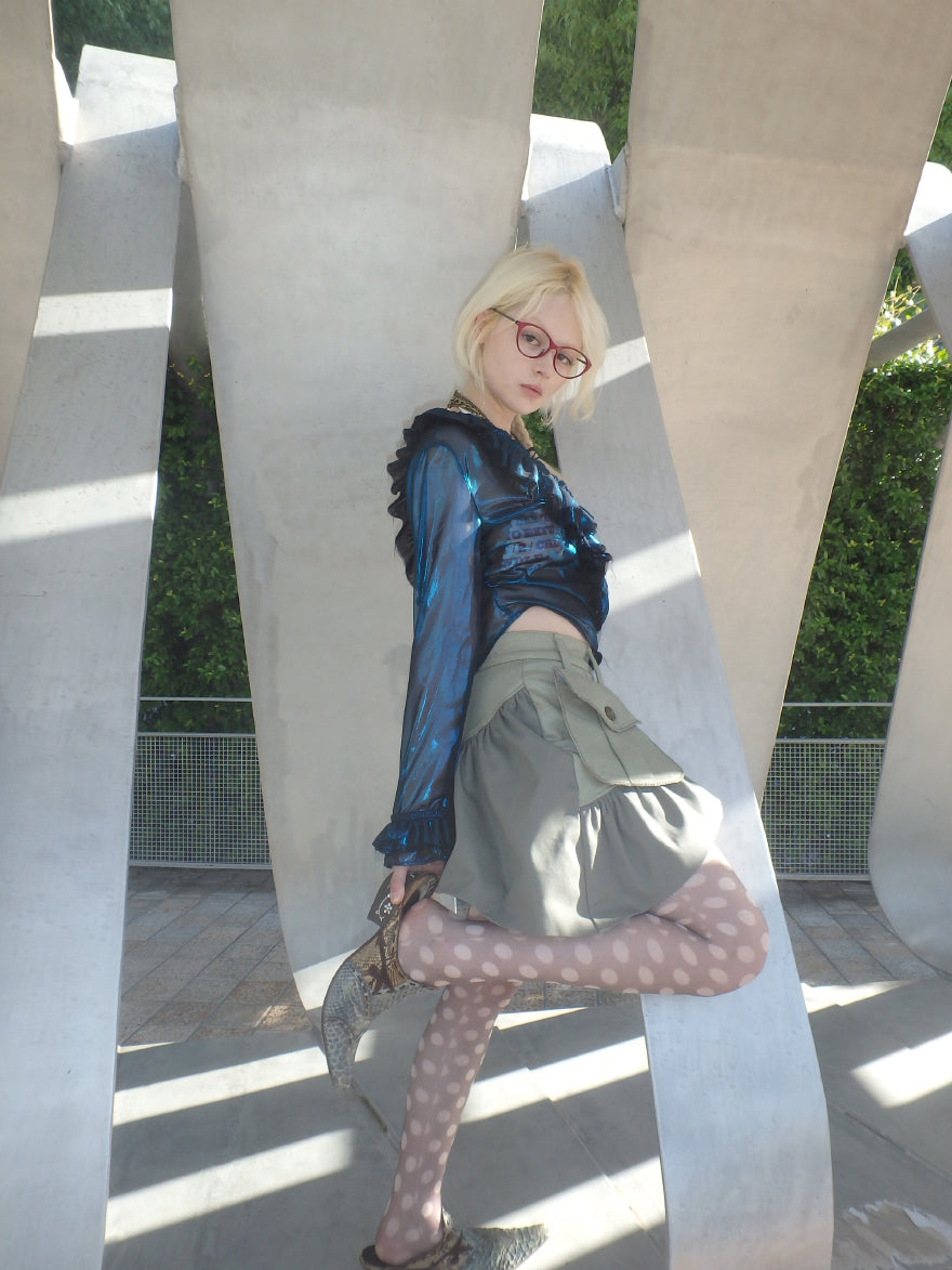 “Bubble Economy” asymmetrical imperfection versatile shaped short skirt