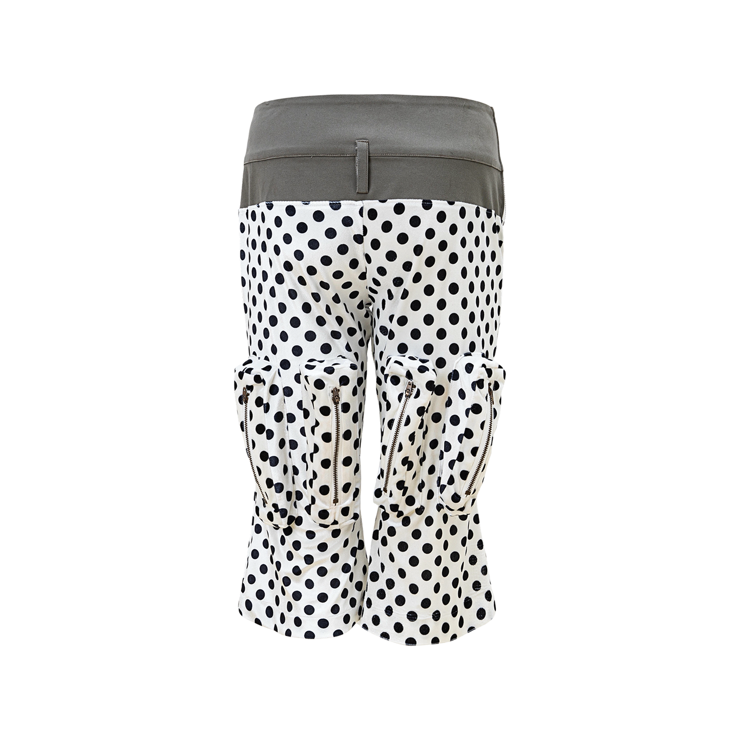 “Childish” irregularly stitched polka dot wide-leg casual pants