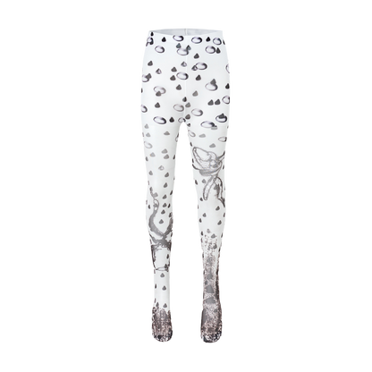 “Time Rain” original hand-drawn irregular print 10D ultra-thin stockings