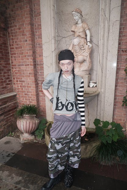"Angel‘s MoodBoard"“BOY CARTED” Irregular patchwork longsleeve