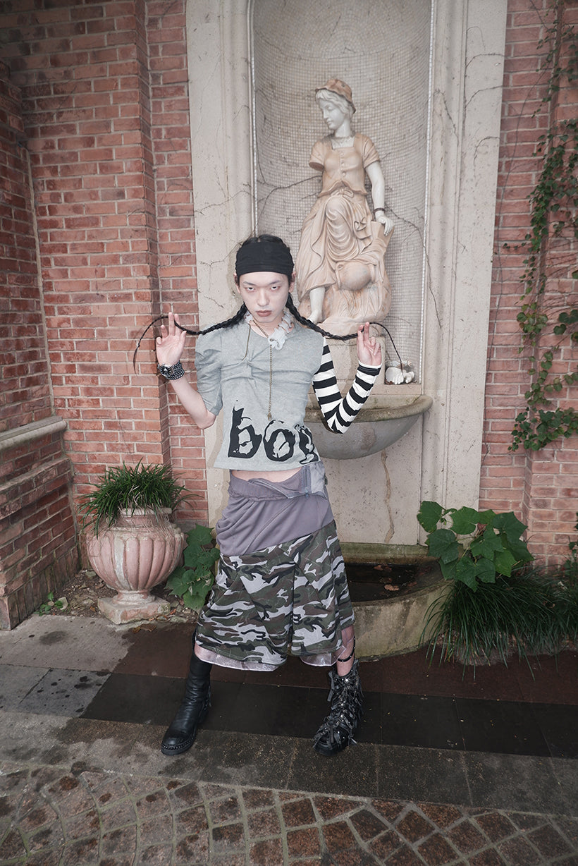 "Angel‘s MoodBoard"“BOY CARTED” Irregular patchwork longsleeve