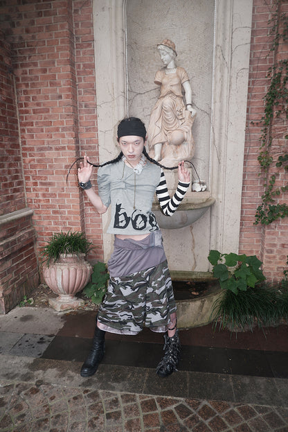 "Angel‘s MoodBoard"“BOY CARTED” Irregular patchwork longsleeve