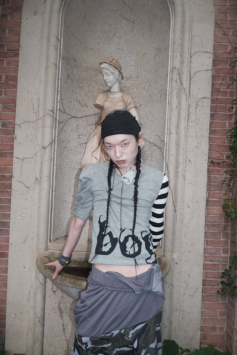 "Angel‘s MoodBoard"“BOY CARTED” Irregular patchwork longsleeve