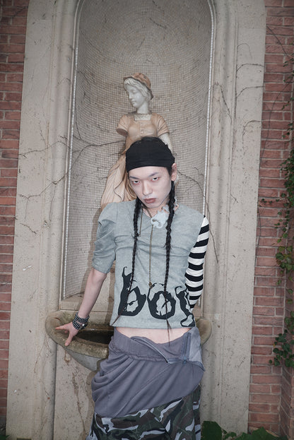 "Angel‘s MoodBoard"“BOY CARTED” Irregular patchwork longsleeve