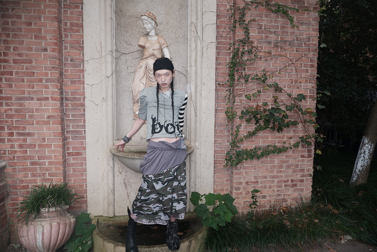 "Angel‘s MoodBoard"“BOY CARTED” Irregular patchwork longsleeve