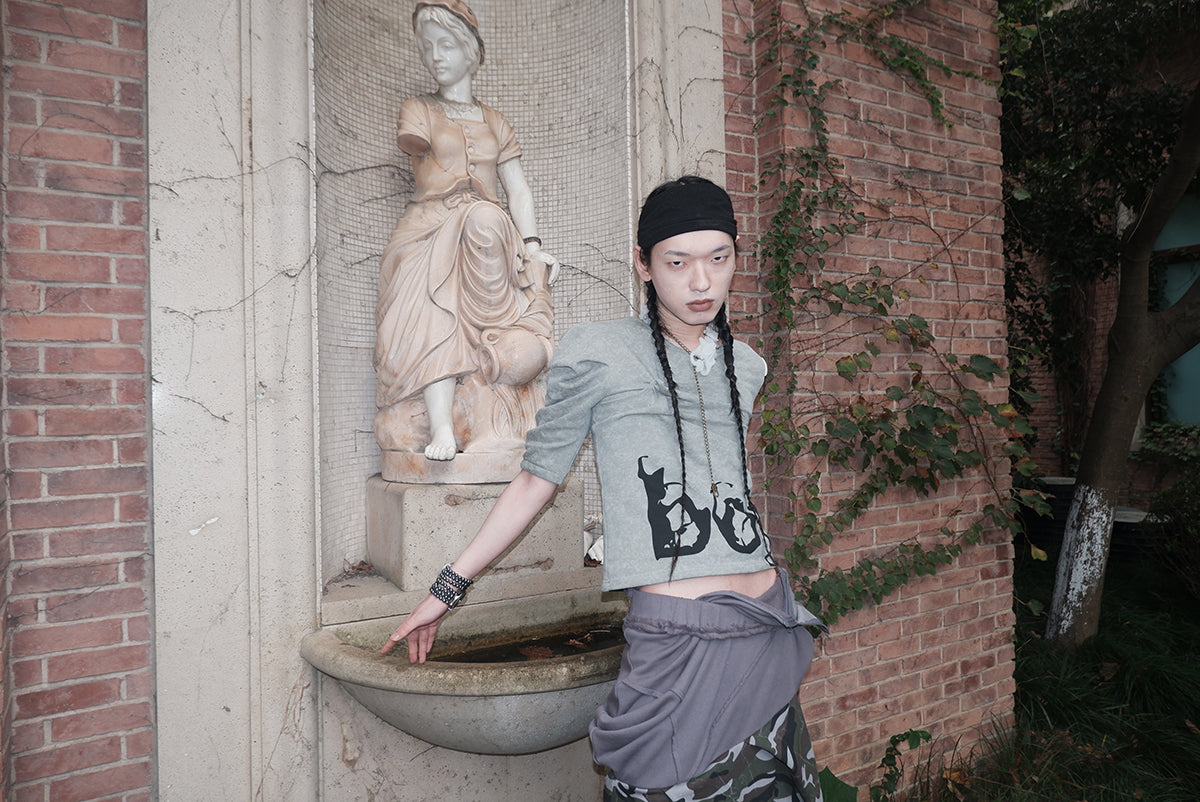 "Angel‘s MoodBoard"“BOY CARTED” Irregular patchwork longsleeve