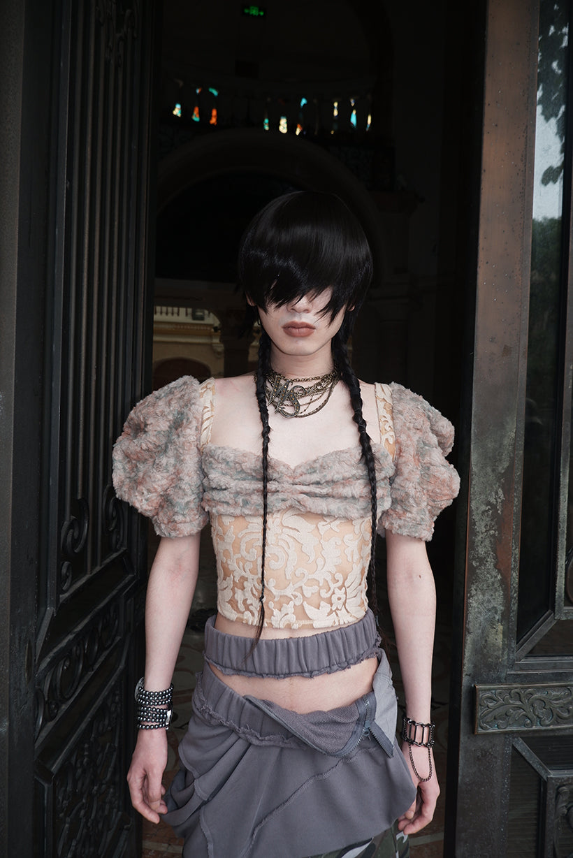 "Drama Like an Empty Court" Patchwork corset top