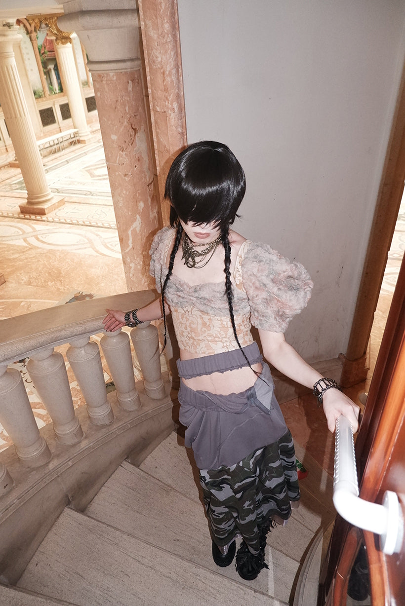 "Drama Like an Empty Court" Patchwork corset top