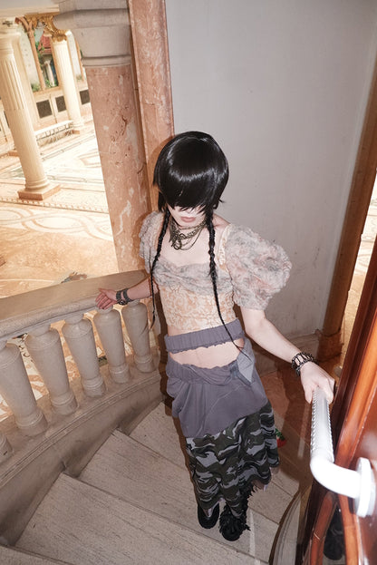 "Drama Like an Empty Court" Patchwork corset top