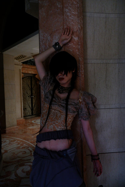 "Drama Like an Empty Court" Patchwork corset top