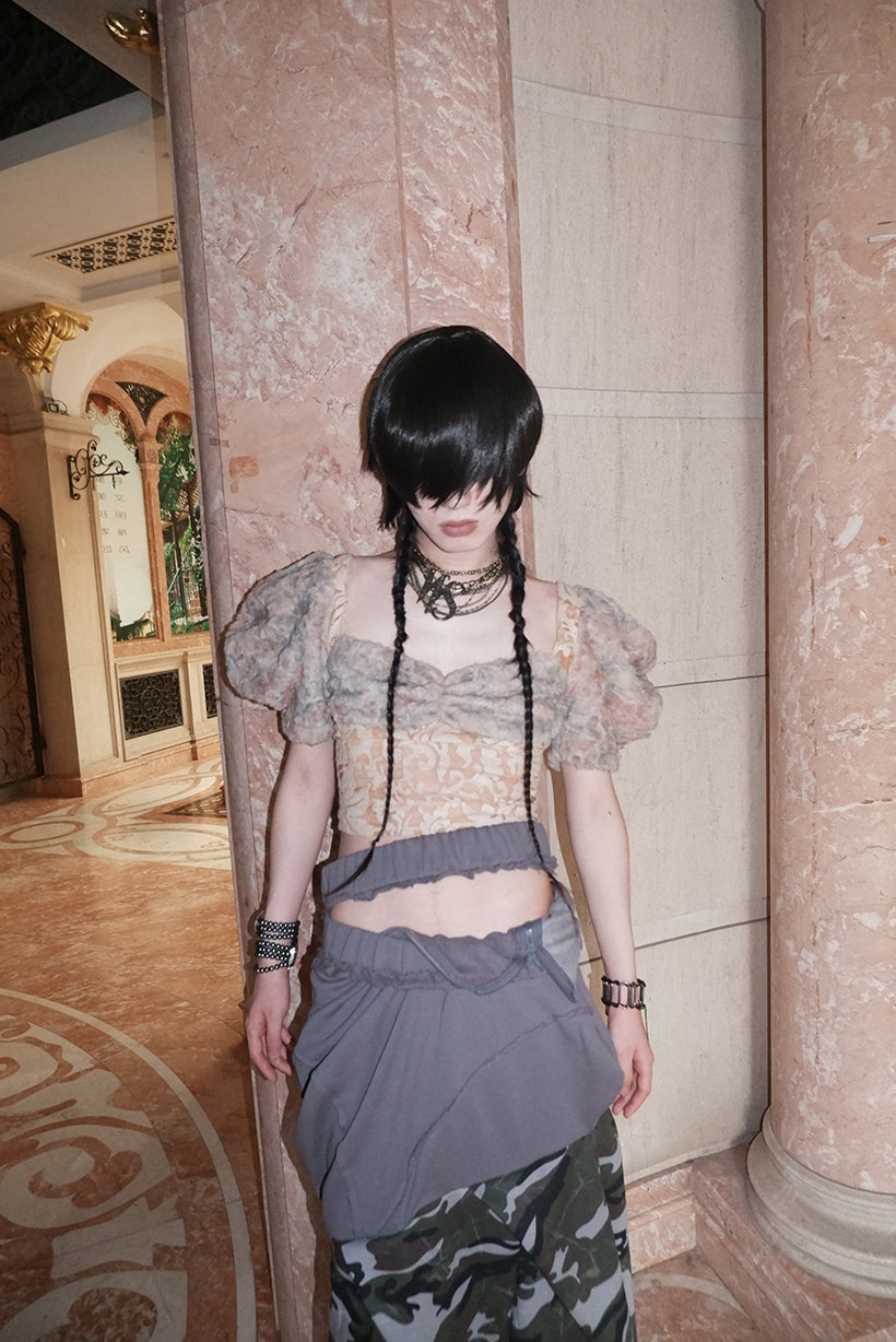 "Drama Like an Empty Court" Patchwork corset top