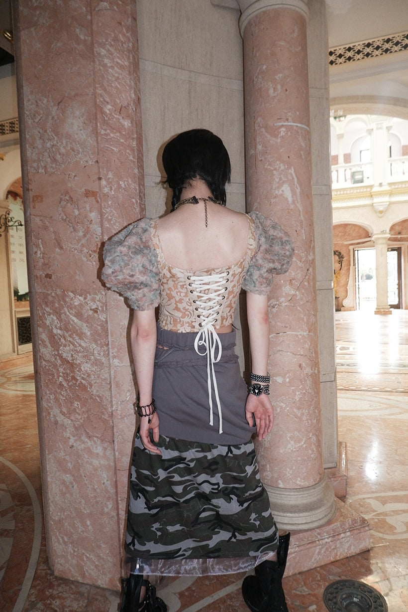 "Drama Like an Empty Court" Patchwork corset top