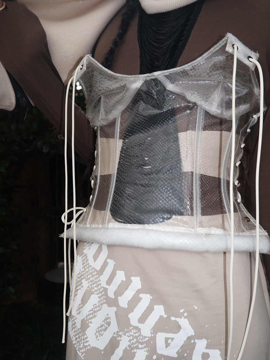 "Transparent Discarded Bones" Snake Pattern TPU corset