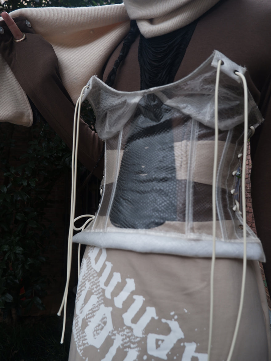 "Transparent Discarded Bones" Snake Pattern TPU corset
