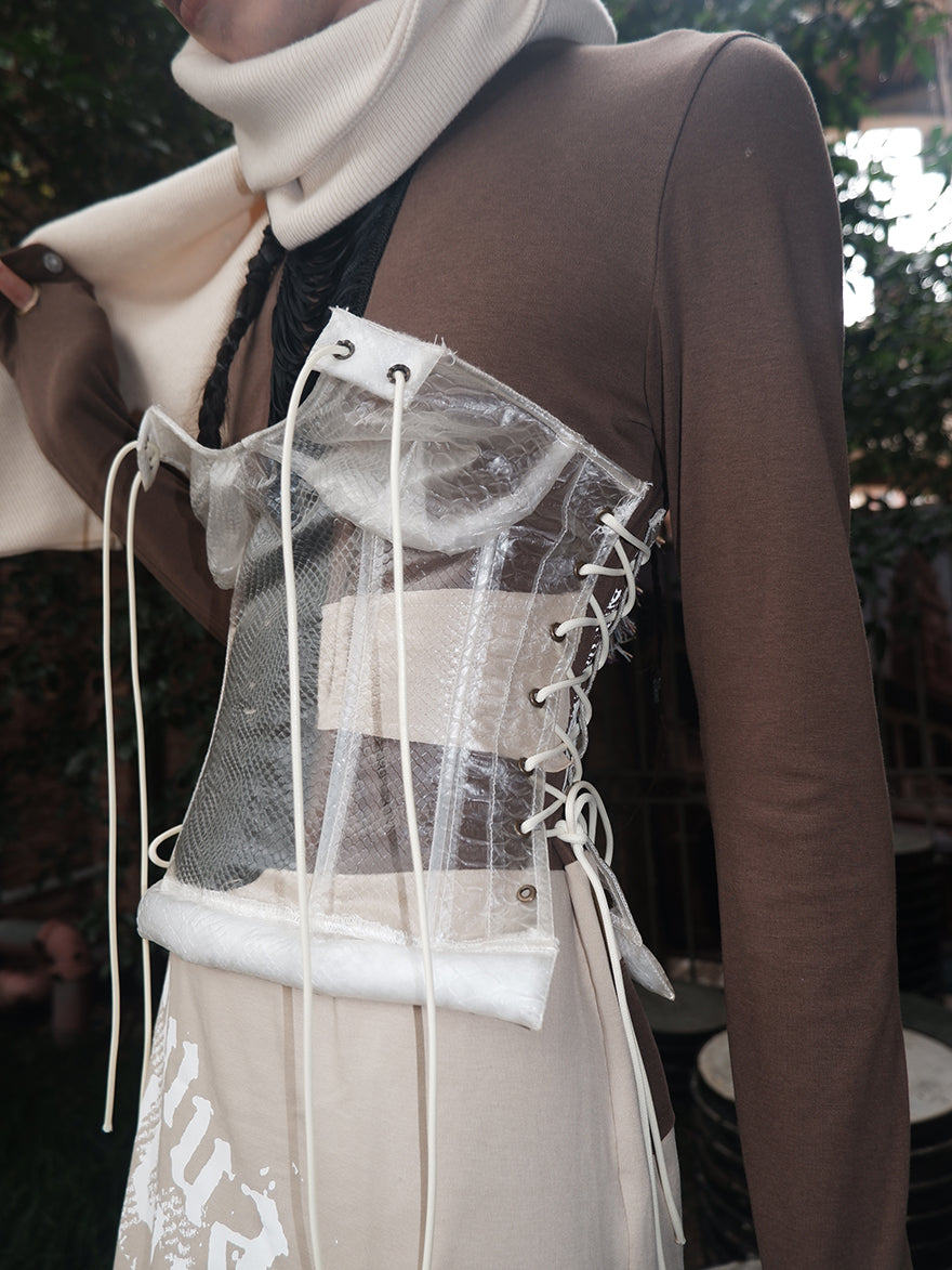 "Transparent Discarded Bones" Snake Pattern TPU corset
