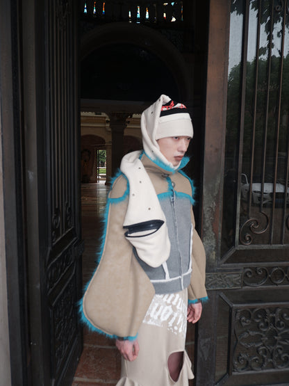 "Silence is Violence " One-piece patchwork fur Coat