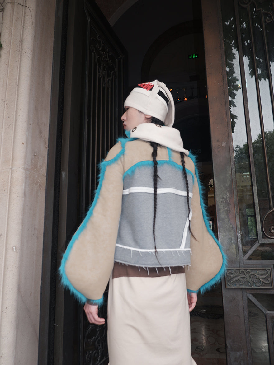 "Silence is Violence " One-piece patchwork fur Coat