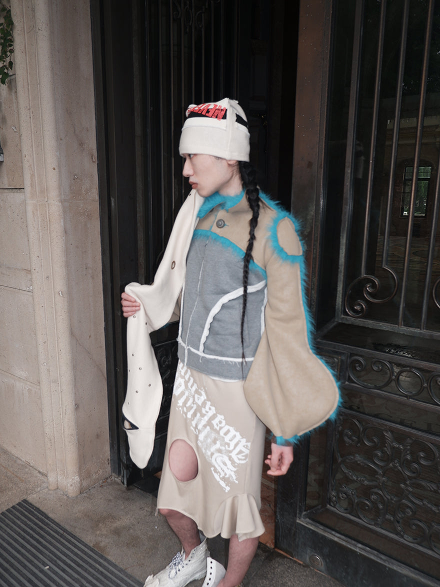 "Silence is Violence " One-piece patchwork fur Coat