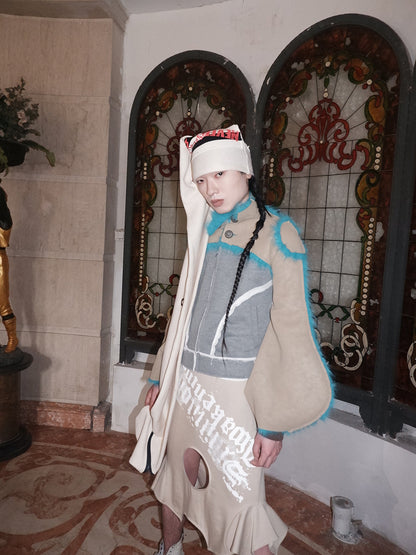 "Silence is Violence " One-piece patchwork fur Coat