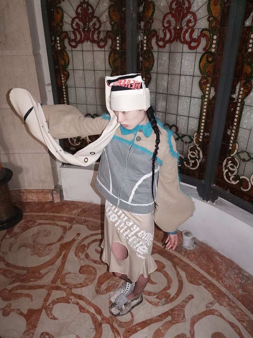 "Silence is Violence " One-piece patchwork fur Coat