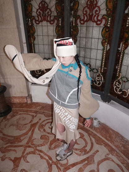 "Silence is Violence " One-piece patchwork fur Coat