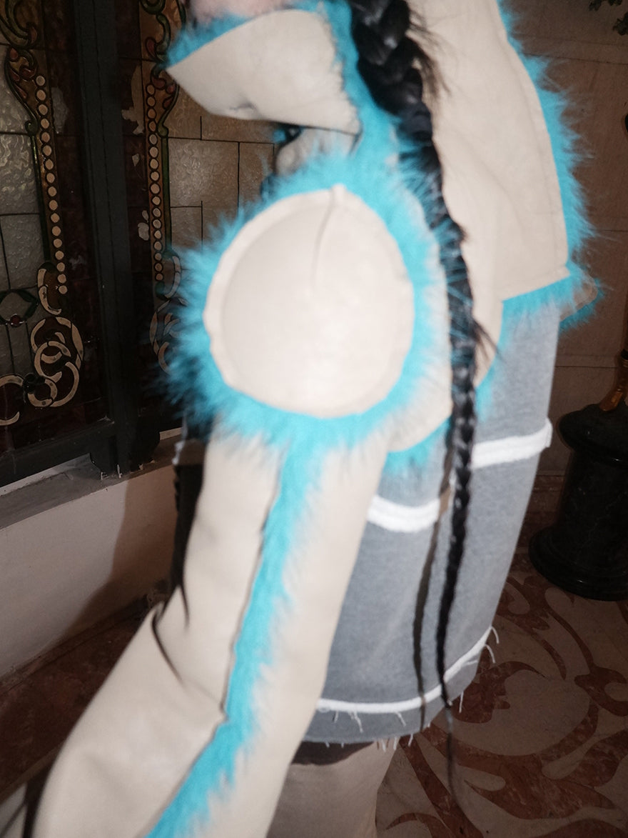 "Silence is Violence " One-piece patchwork fur Coat