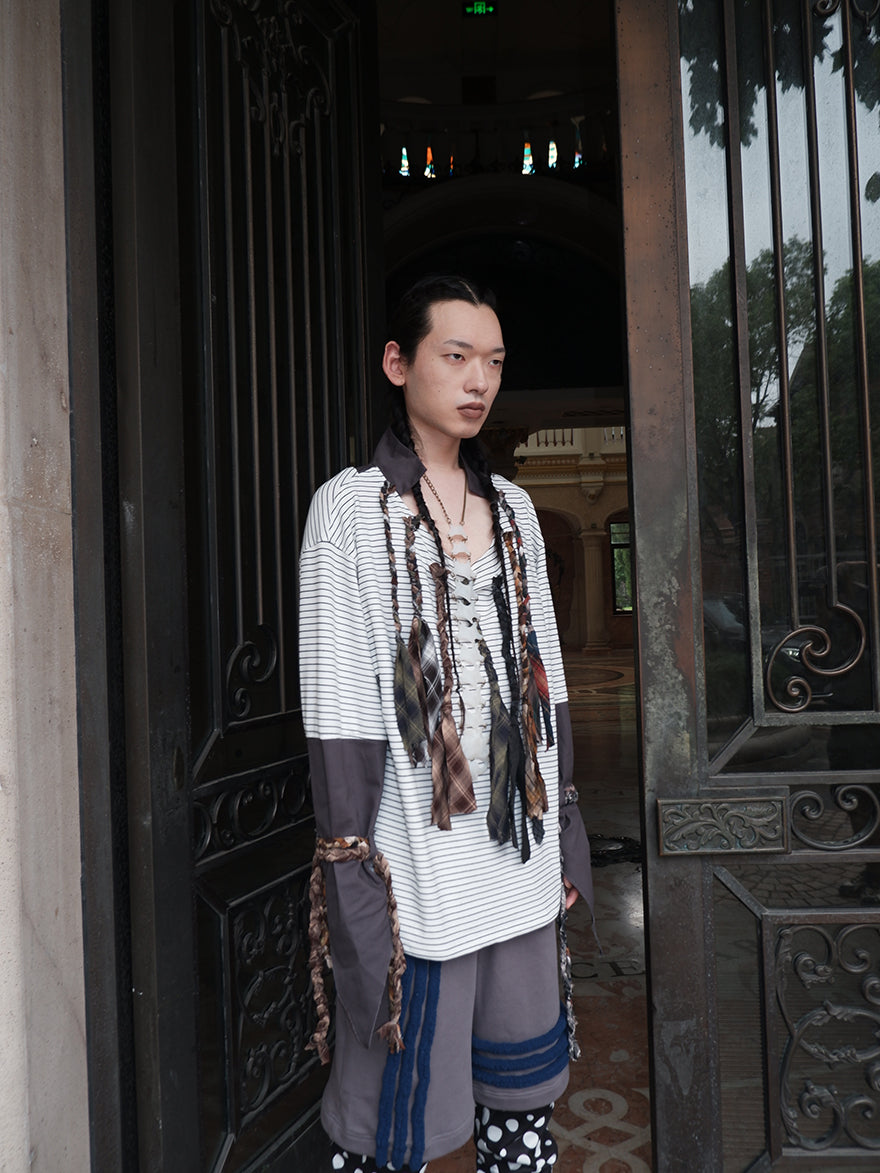 "Strange office worker"fake tie long-sleeved shirt