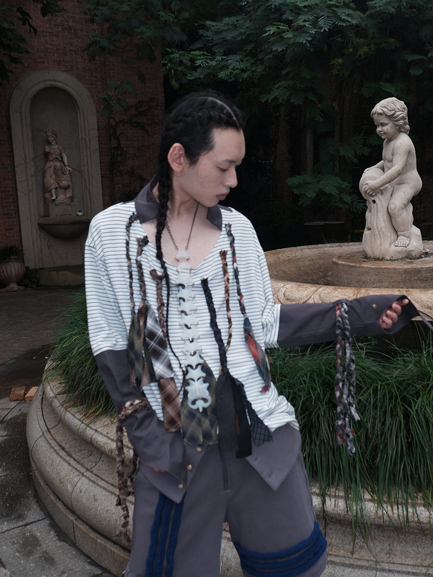 "Strange office worker"fake tie long-sleeved shirt