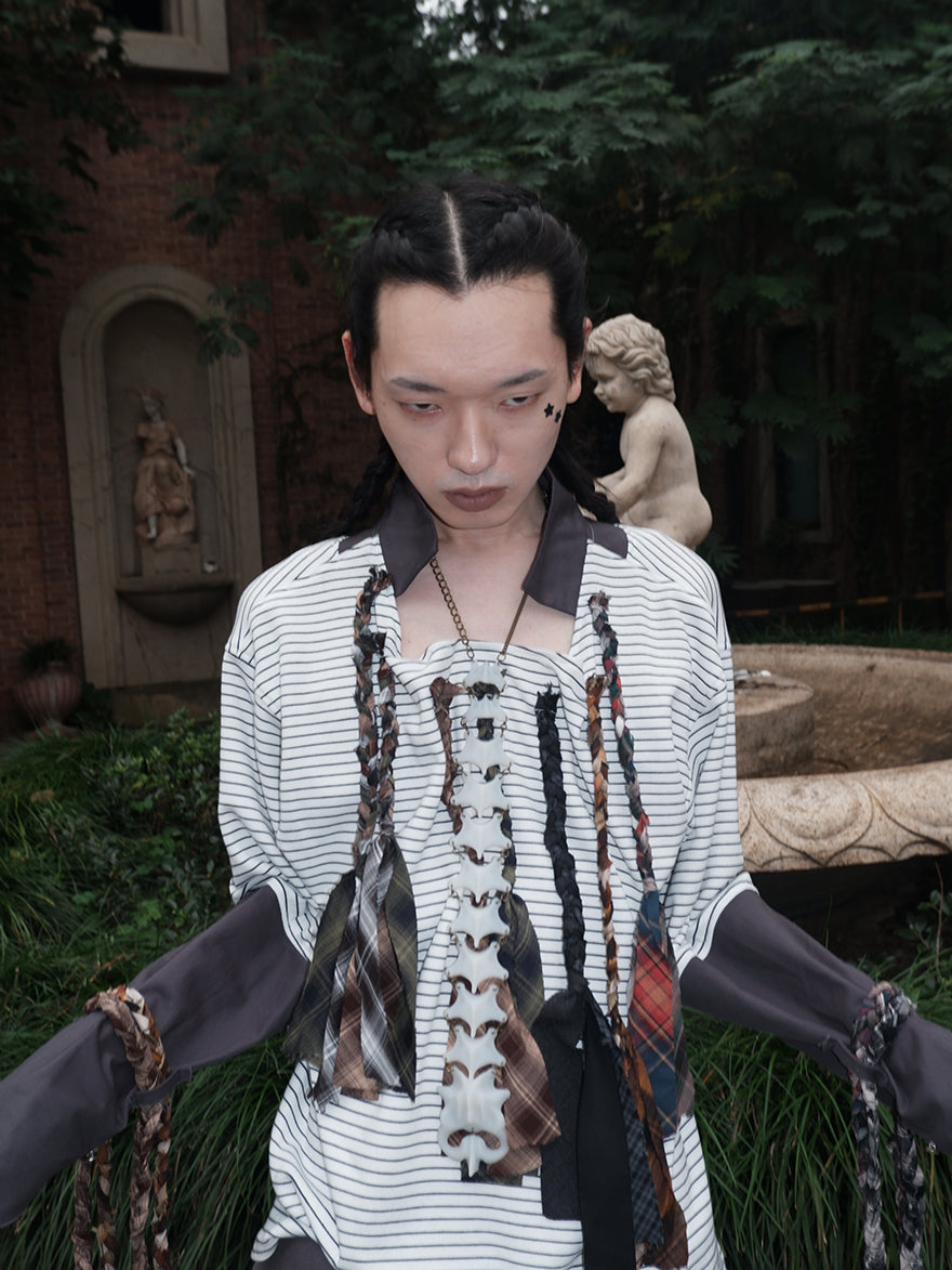 "Strange office worker"fake tie long-sleeved shirt