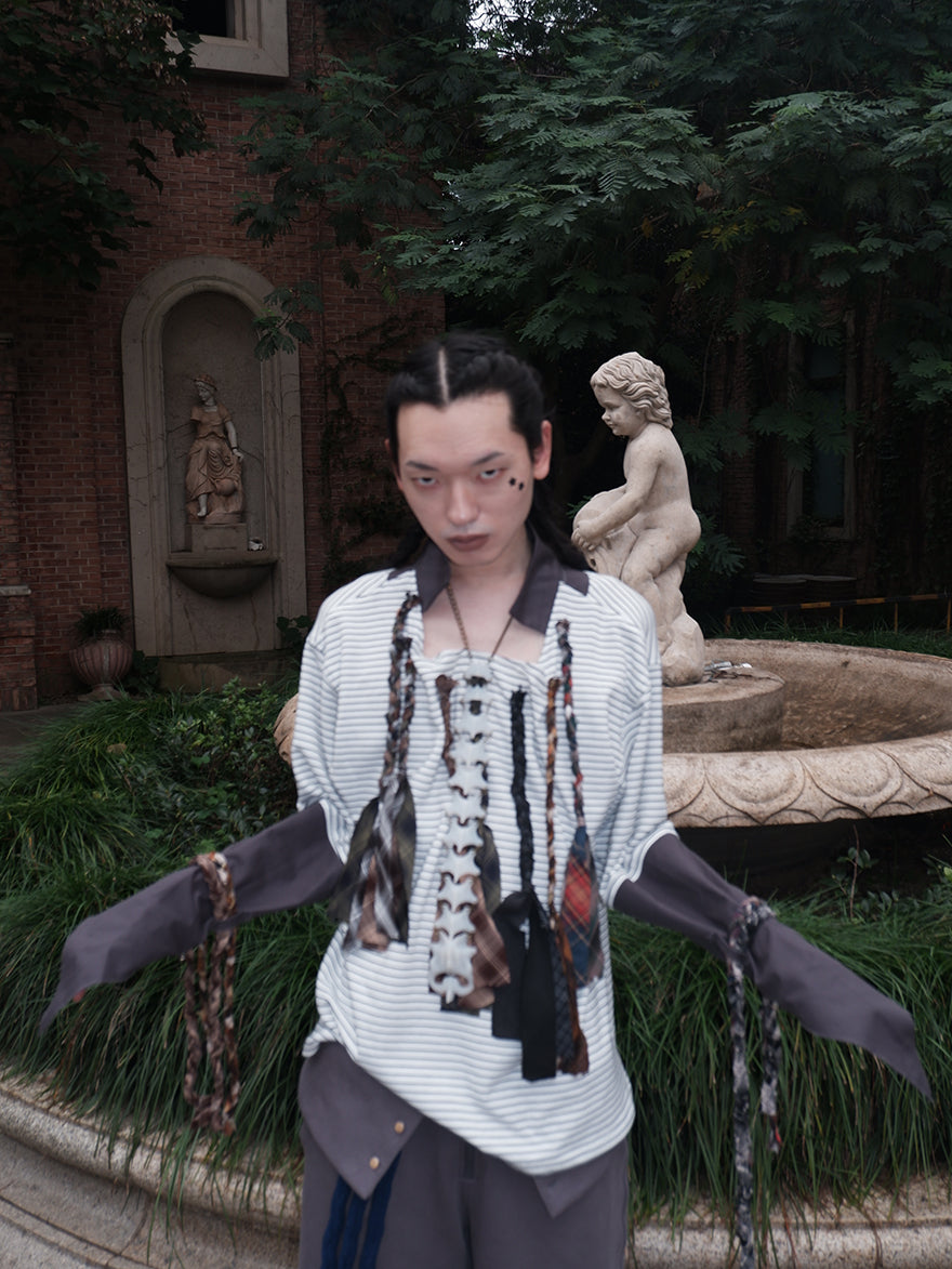 "Strange office worker"fake tie long-sleeved shirt