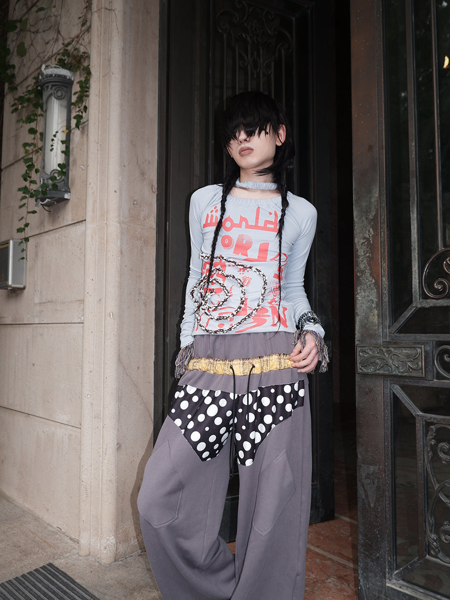 "WORLD SEEN WHILE SWIMMING" asymmetrical long sleeve