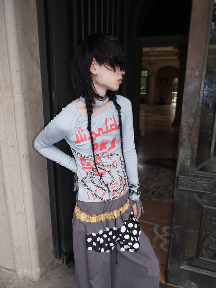 "WORLD SEEN WHILE SWIMMING" asymmetrical long sleeve