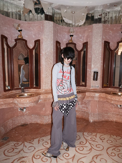 "WORLD SEEN WHILE SWIMMING" asymmetrical long sleeve