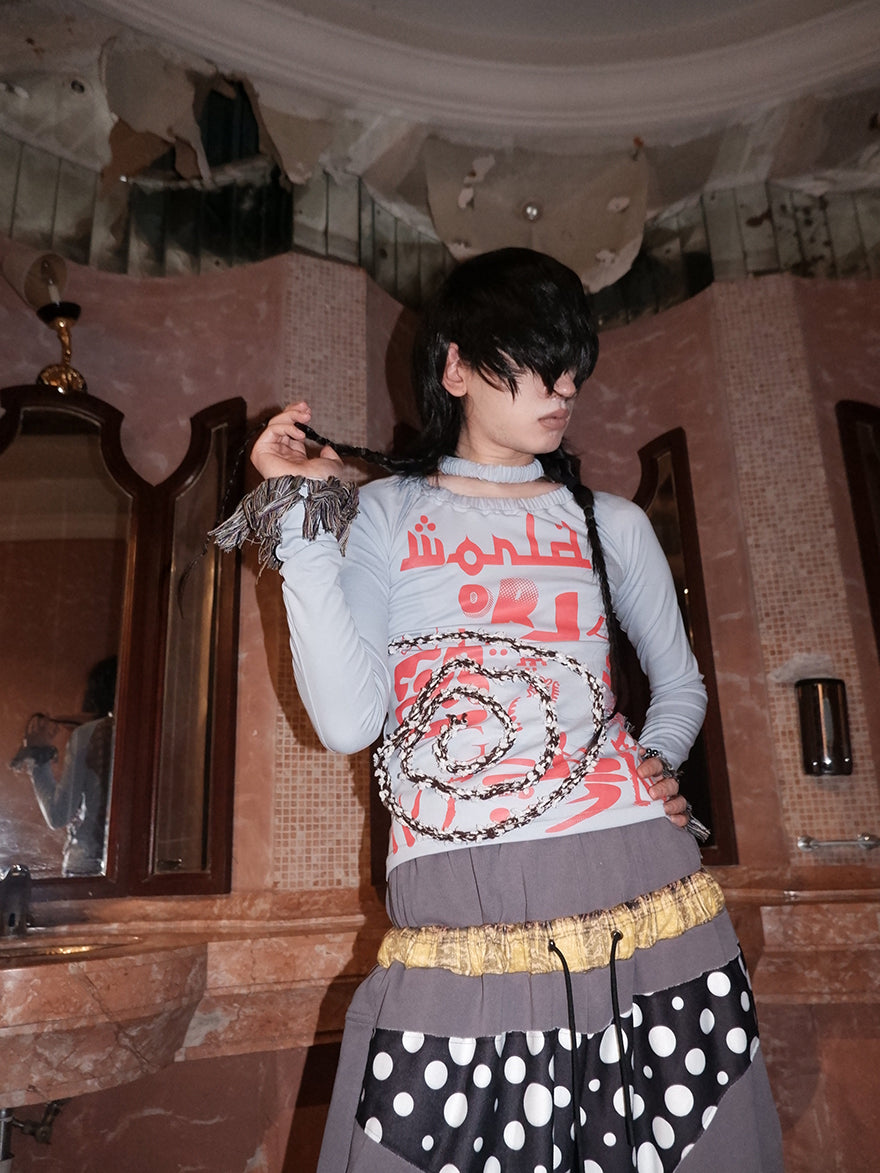 "WORLD SEEN WHILE SWIMMING" asymmetrical long sleeve