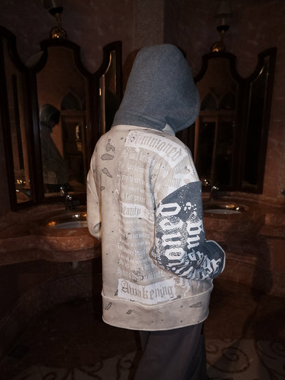 "WHITE KNIGHT" artist laylah collab fleece hoodie