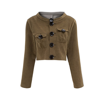 Casual color-blocking Irregular short jacket