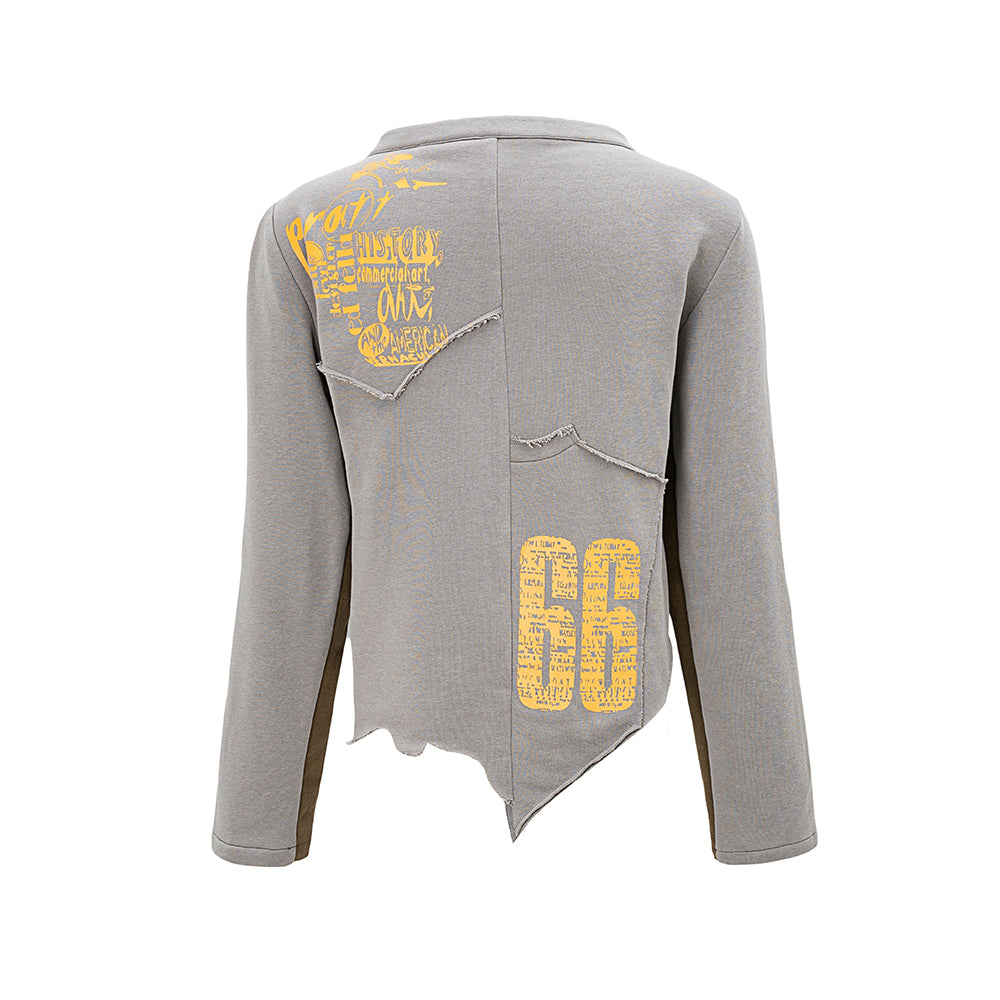 Casual color-blocking Irregular short jacket