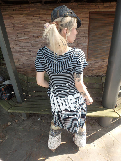 "extreme" striped structure multi-style irregular shaped dress