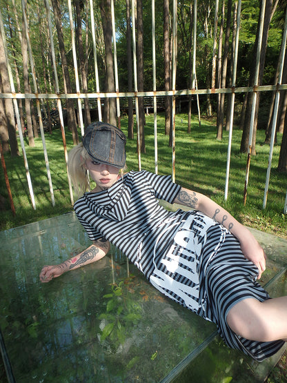 "extreme" striped structure multi-style irregular shaped dress