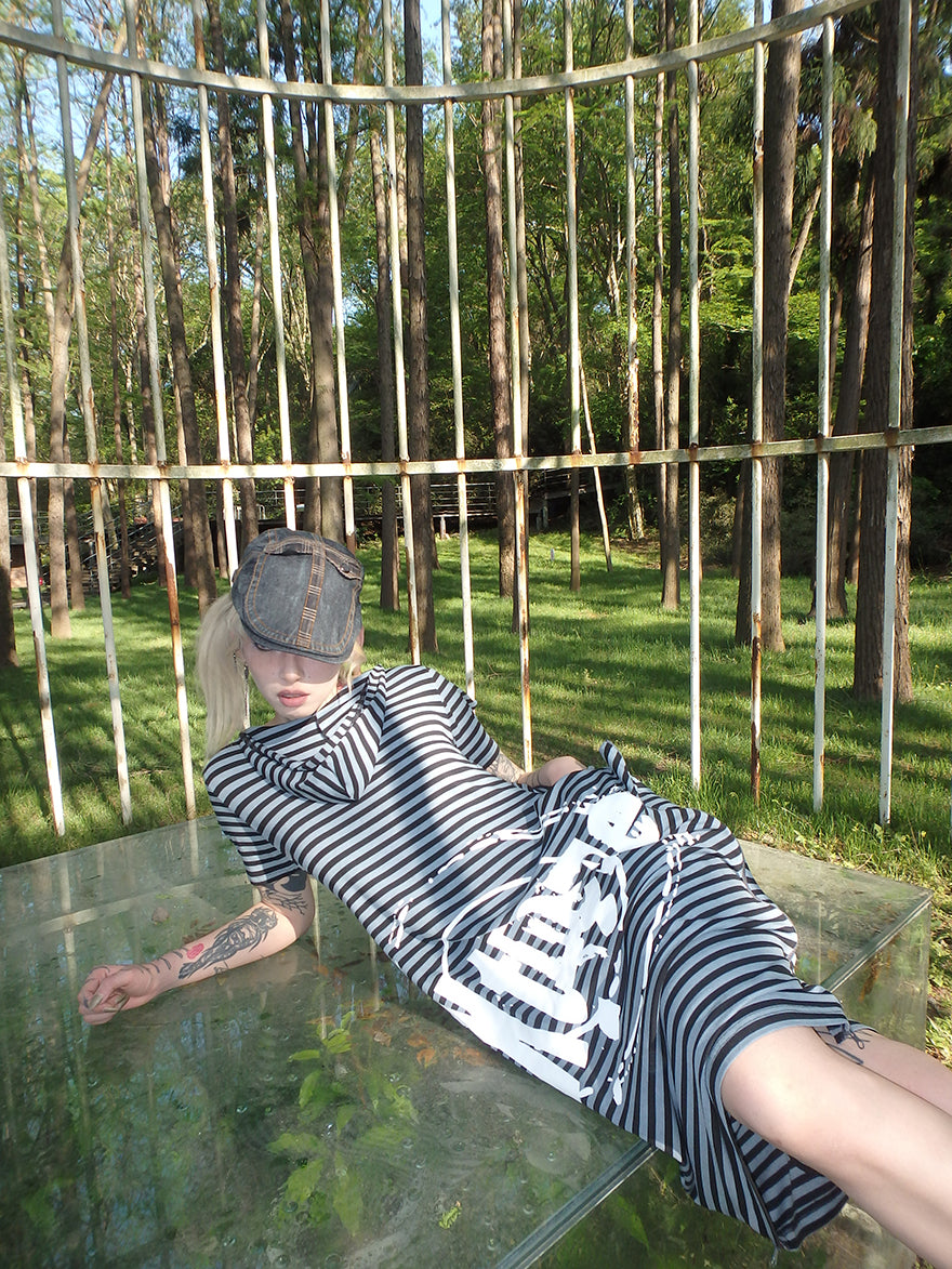 "extreme" striped structure multi-style irregular shaped dress