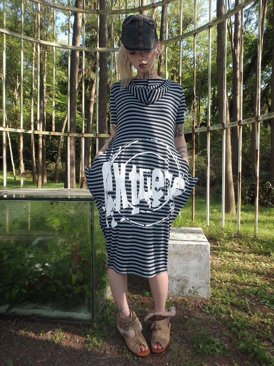 "extreme" striped structure multi-style irregular shaped dress