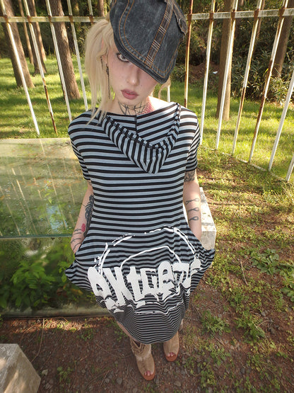 "extreme" striped structure multi-style irregular shaped dress