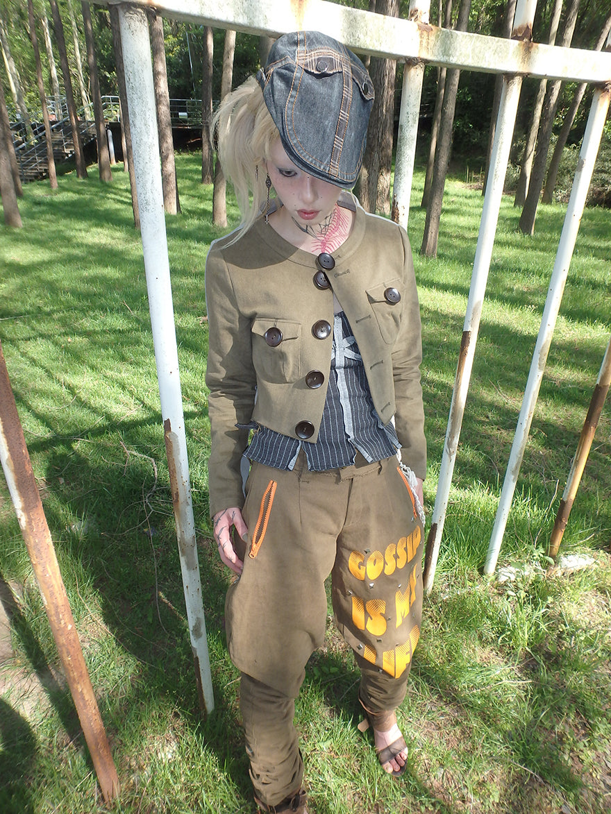 Casual color-blocking Irregular short jacket