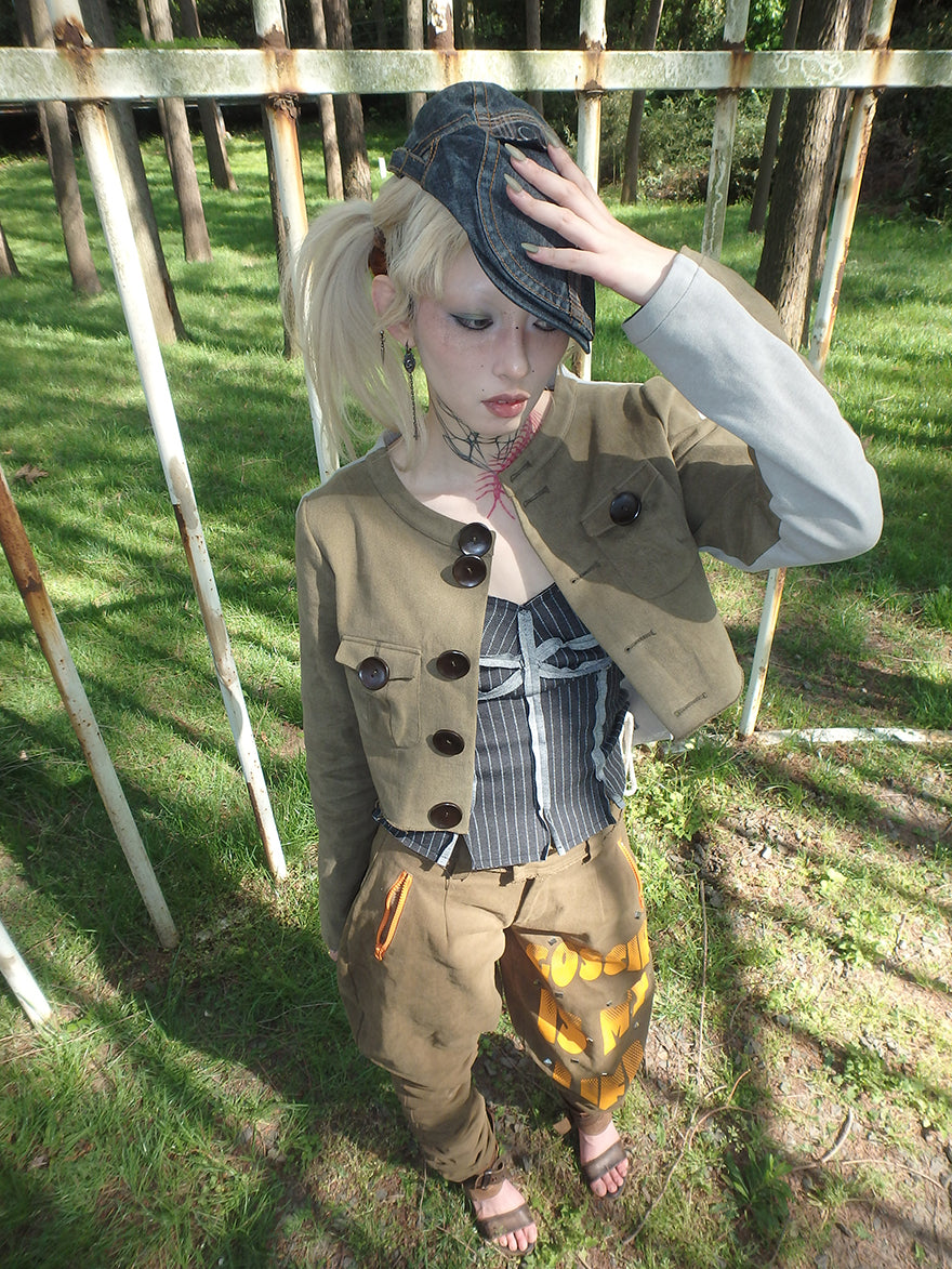 Casual color-blocking Irregular short jacket