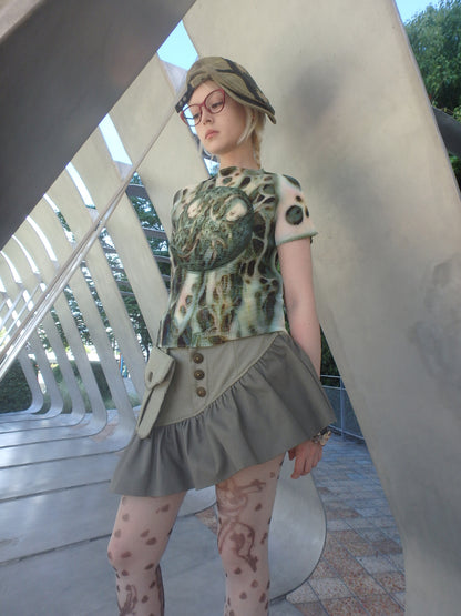 “Bubble Economy” asymmetrical imperfection versatile shaped short skirt