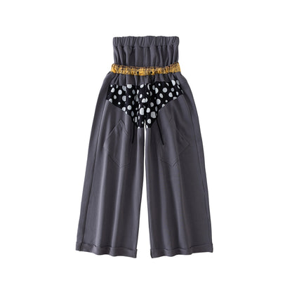 "NO FAITH" patchwork low waist loose pants